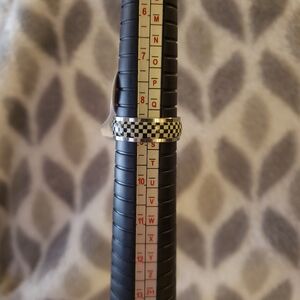 NEW Unisex Stainless‎ Steel Glow In The Dark Checkered Ring Size 8.5/9